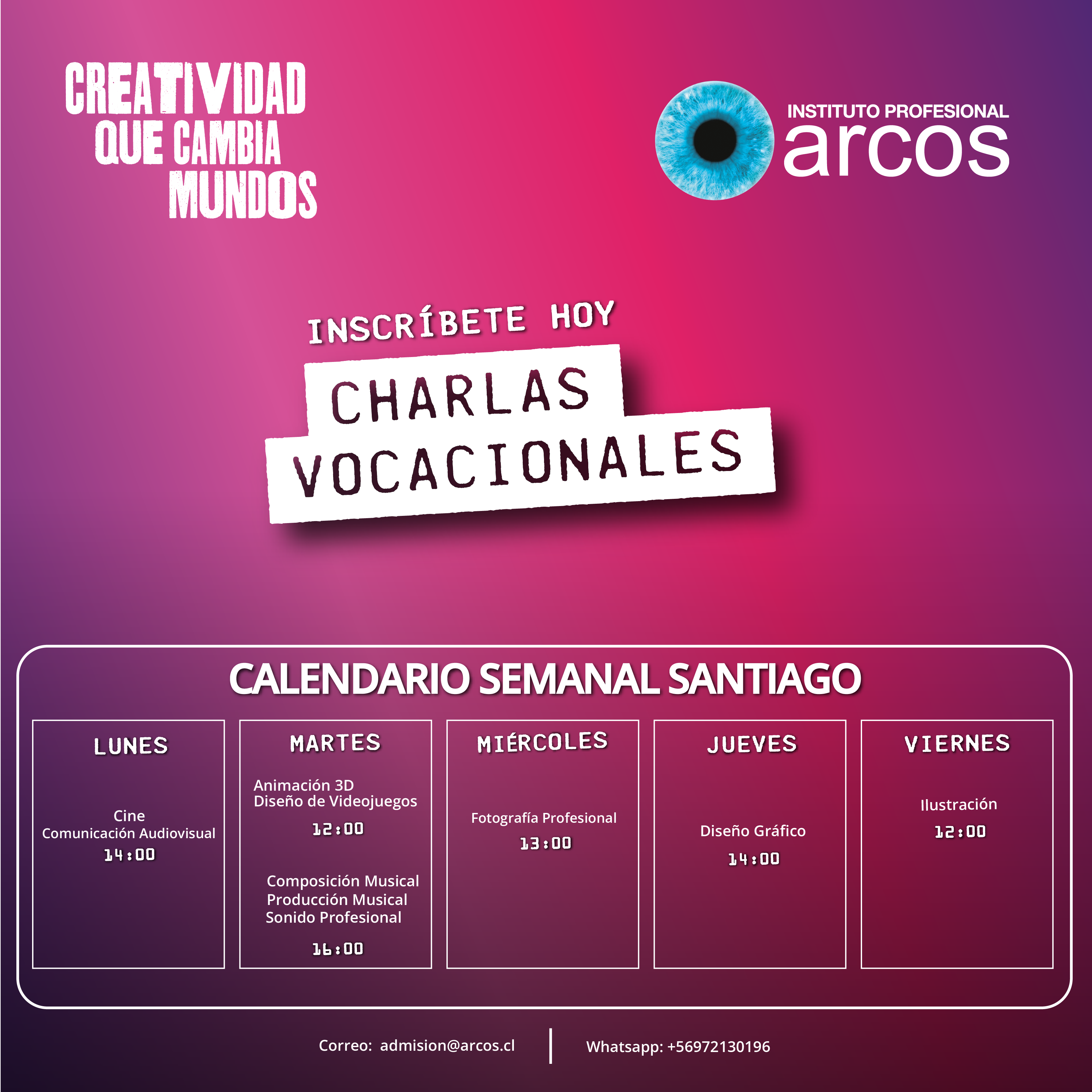 ARCOS INVITA A SUS CHARLAS VOCACIONALES