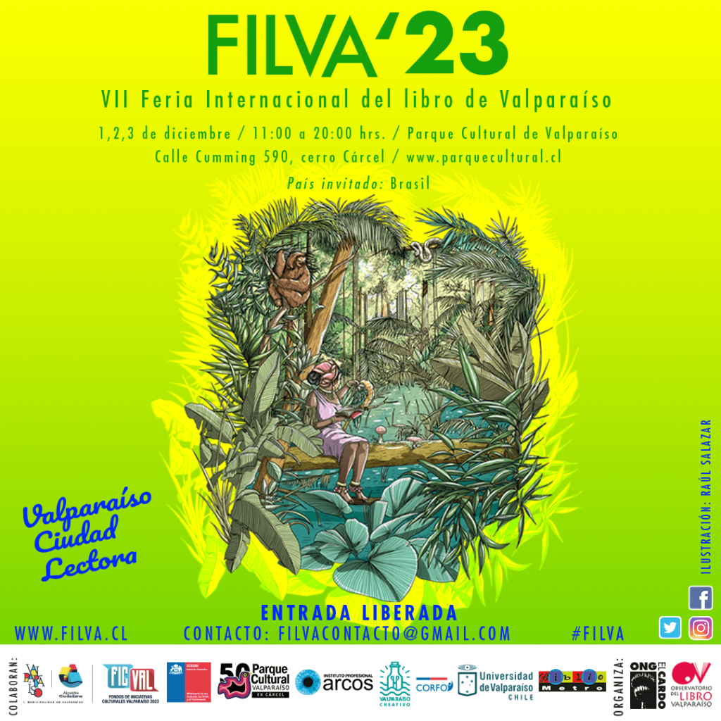 Afiche de difusión de la Feria Internacional del Libro de Valparaíso 2023, FILVA