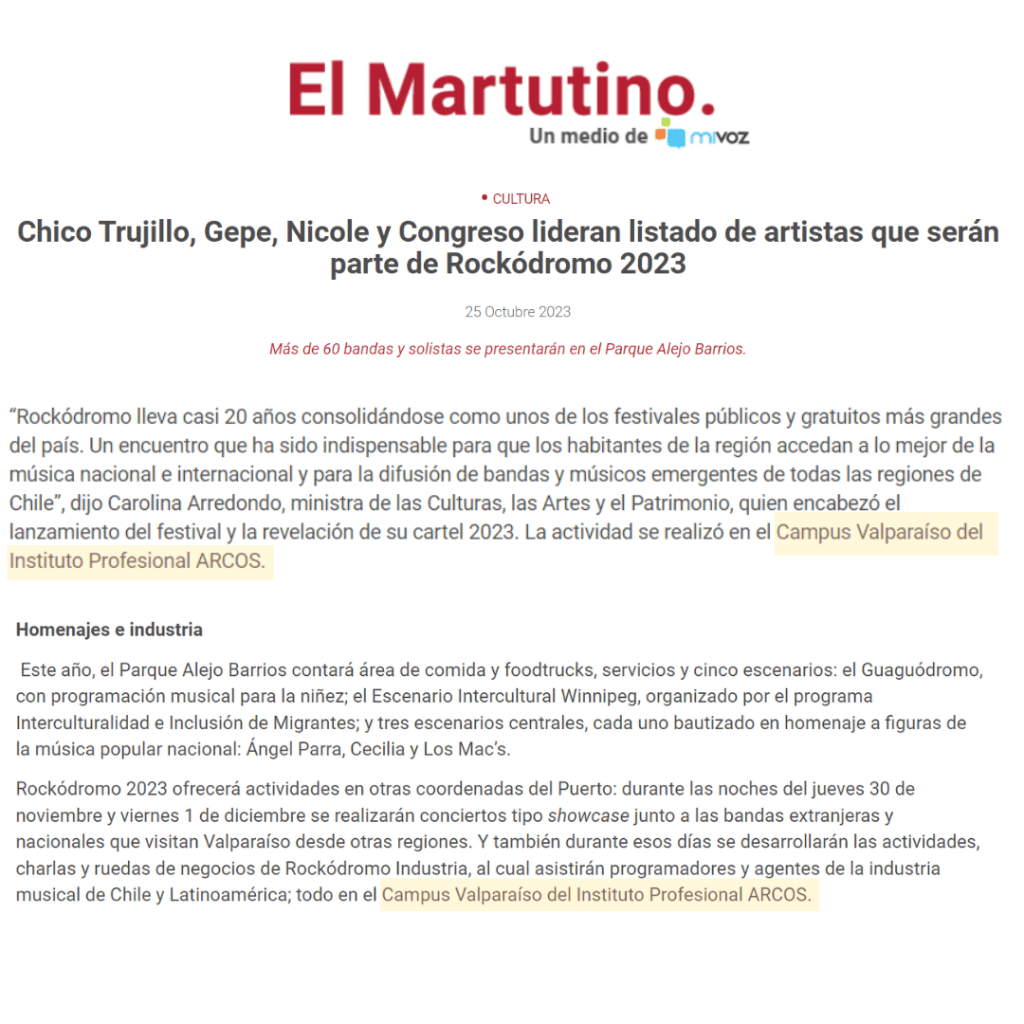 Nota del lanzamiento oficial de Rockódromo 2023 en El Martutino