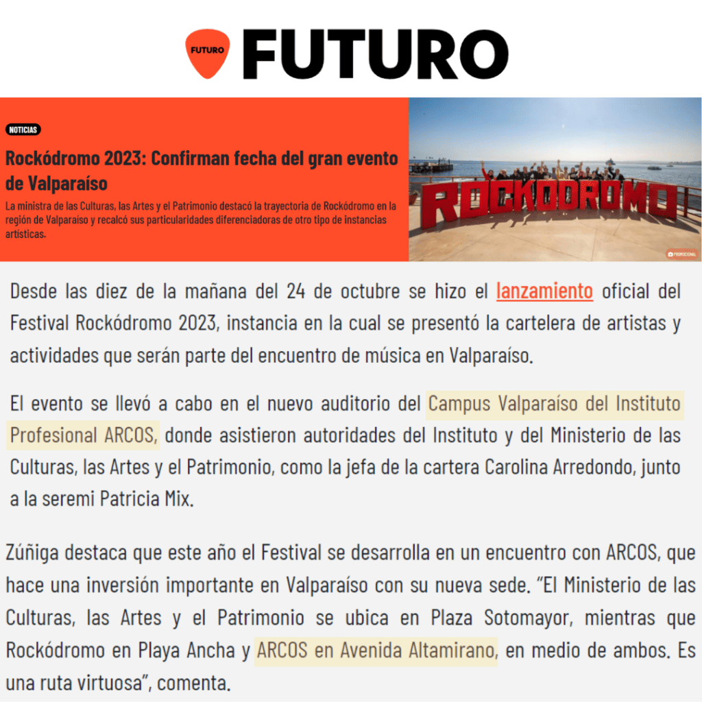 Nota del lanzamiento oficial de Rockódromo 2023 en Radio Futuro