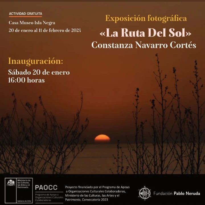 Afiche de la exposición La Ruta del Sol de la fotógrafa titulada de ARCOS Constanza Navarro