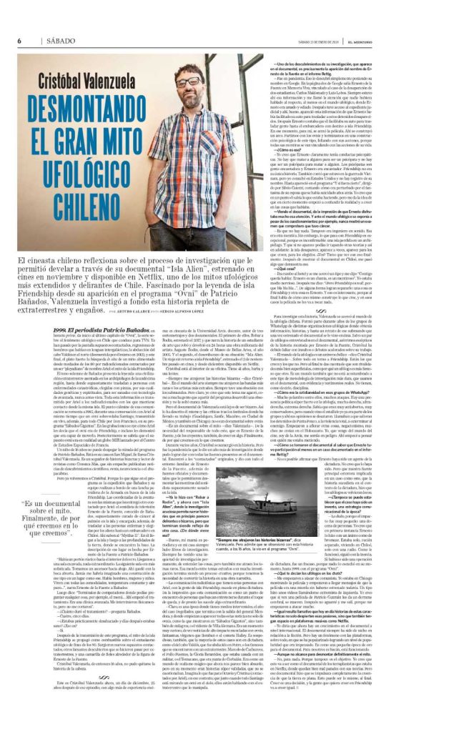 Nota en El Mercurio sobre docente de ARCOS Cristóbal Valenzuela