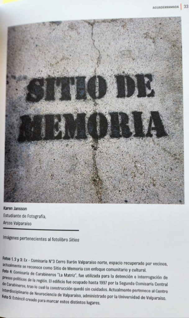 Sitio de memoria de la estudiante Karen Jansson, en la revista Aguaderramada de ARCOS
