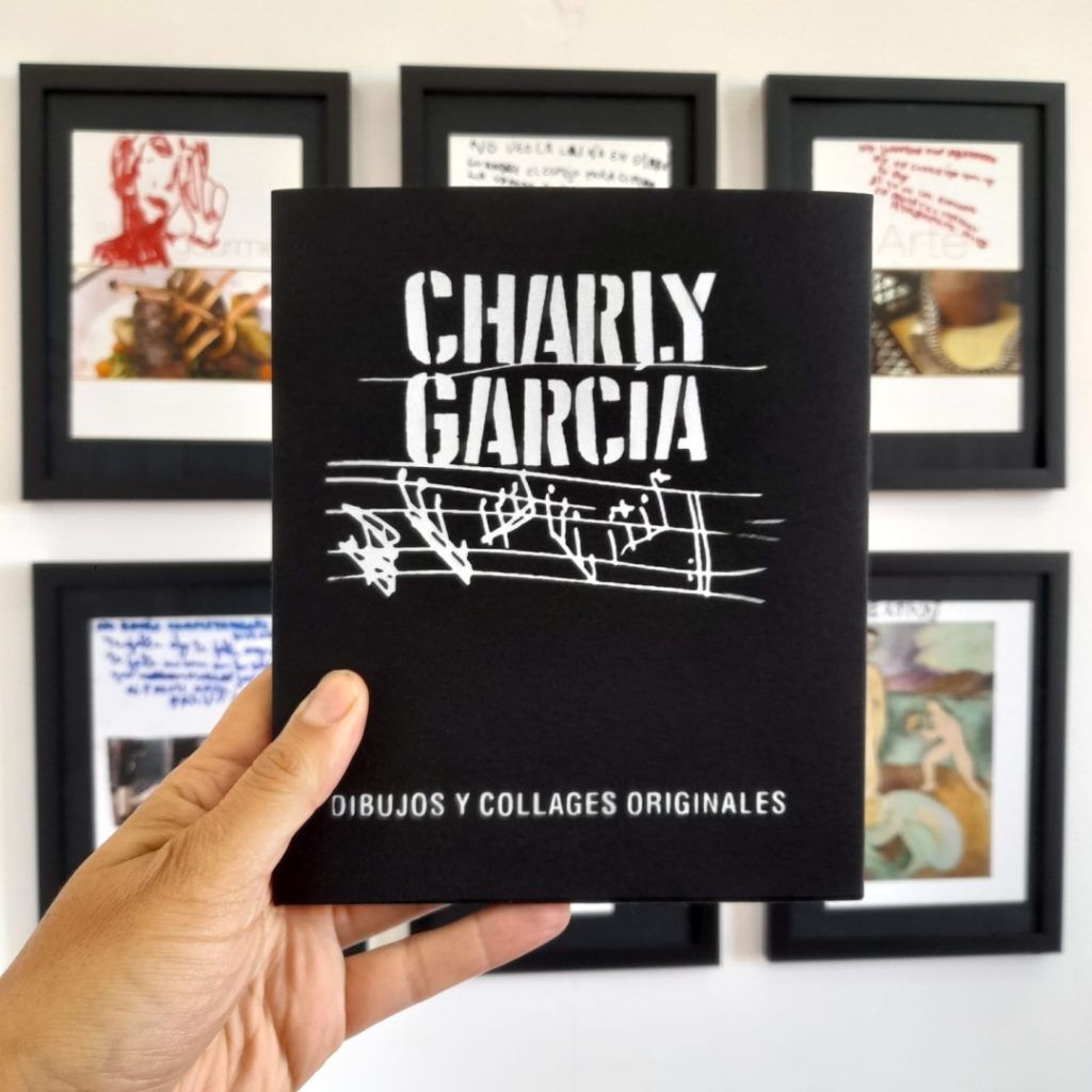 Catálogo de la exposición “Dibujos y collages originales de Charly García” imprimido y encuadernado por docente de I.P. ARCOS Viña del Mar.