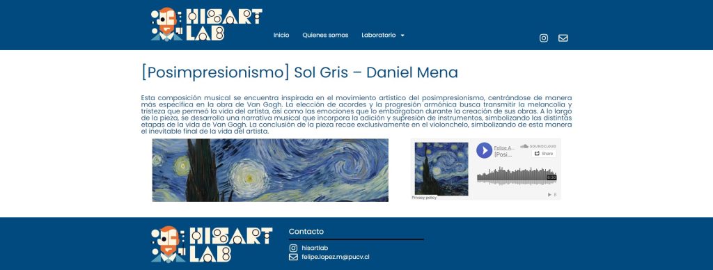 Página web de Hisart Lab que reúne los trabajos de estudiantes de ARCOS inspirados en la historia del arte