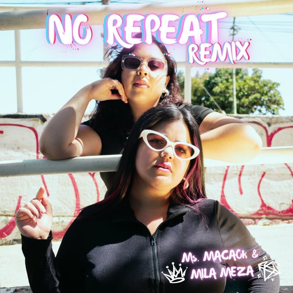 Portada oficial del remix de la canción "No repeat" de Ms. Macaok junto a Mila Meza, estudiante de Composición Musical en I.P. ARCOS Valparaíso.