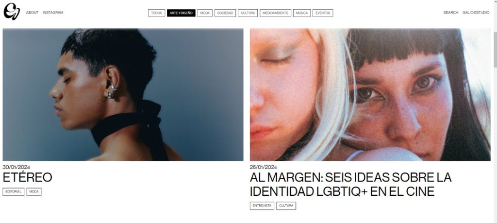 Portada artículo en revista galio sobre "Al margen: seis ideas sobre la identidad LGBTIQ+ en el cine" con entrevista a estudiantes de ARCOS