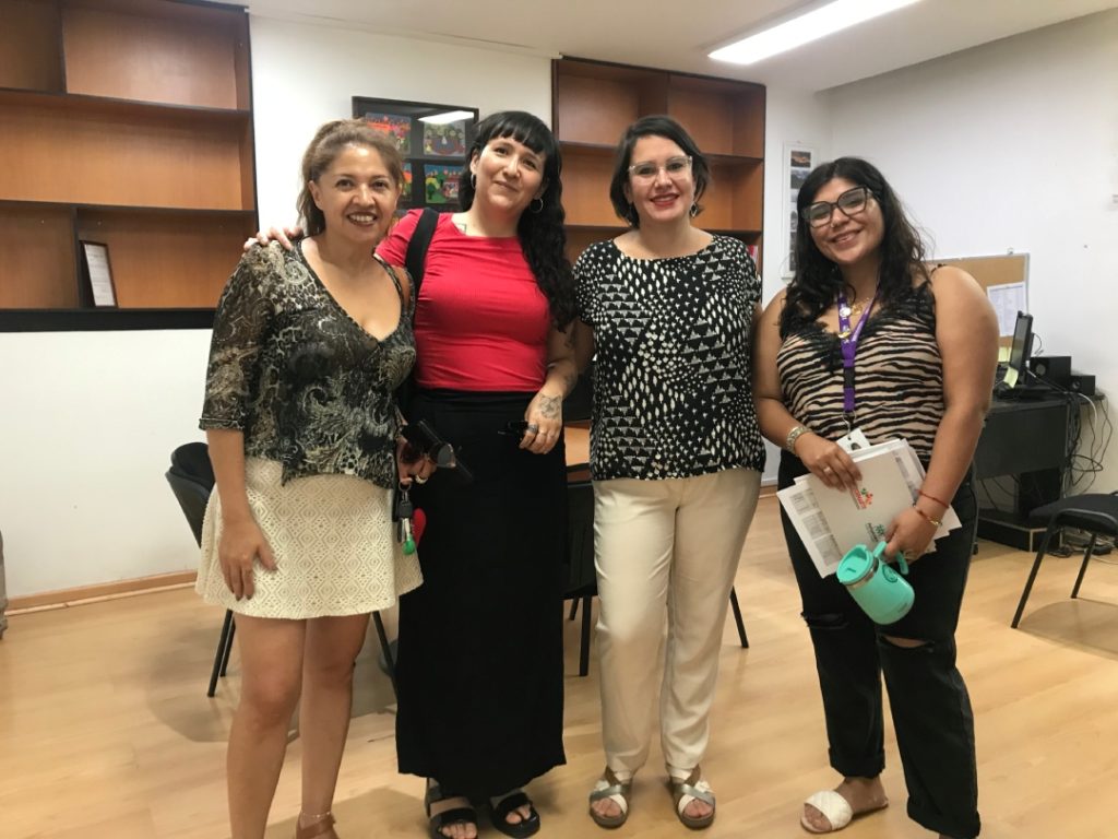 Ximena Duarte, Iara Acuña, Julieta Brodsky y Constanza Jara en reunión para reforzar alianza entre Peñalolén y ARCOS