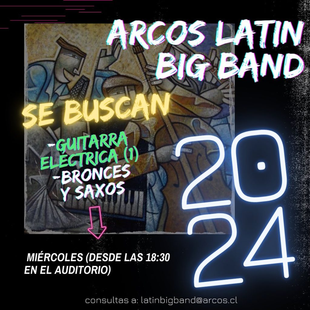 Afiche ARCOS Latin Big Band busca miembros
