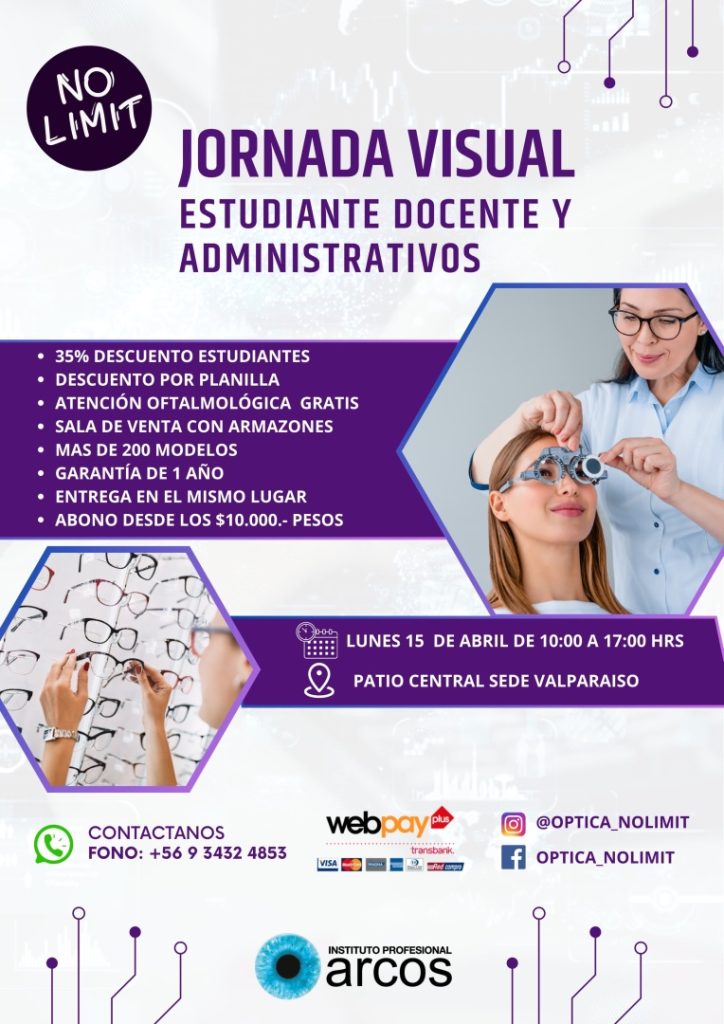 Afiche Operativo visual ARCOS campus Valparaíso. lunes 15 de abril 10 a 17 horas.
