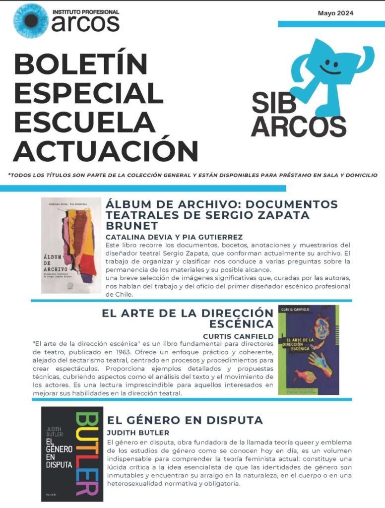Boletín especial Biblioteca Escuela de Actuación de ARCOS.