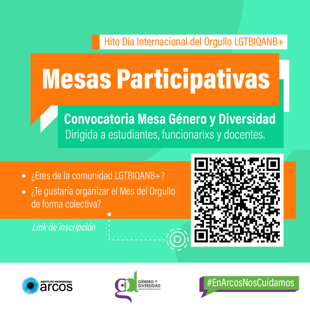 Invitación Mesas participativas día internacional del orgullo LGTBIQANB+ organizado por el departamento de género y diversidad de ARCOS