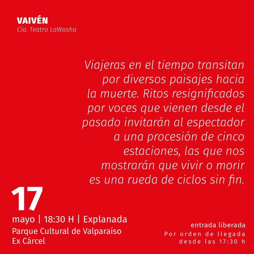 Afiche información sobre la obra de teatro Vaivén
