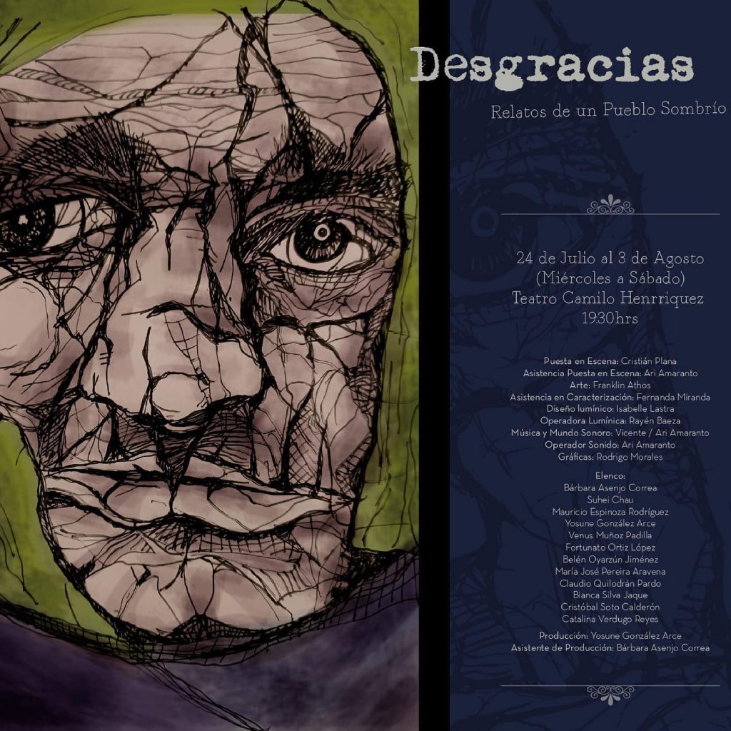 Ficha Técnica de desgracias, obra de egreso de estudiantes de la Escuela de Actuación