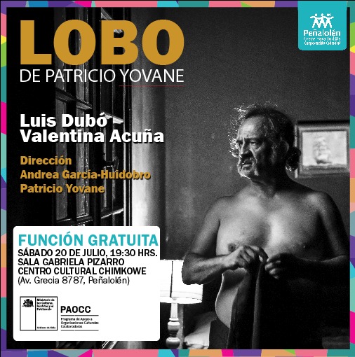 Afiche Lobo, obra de Patricio Yovane, docente de ARCOS en el Centro Cultural Chimkowe