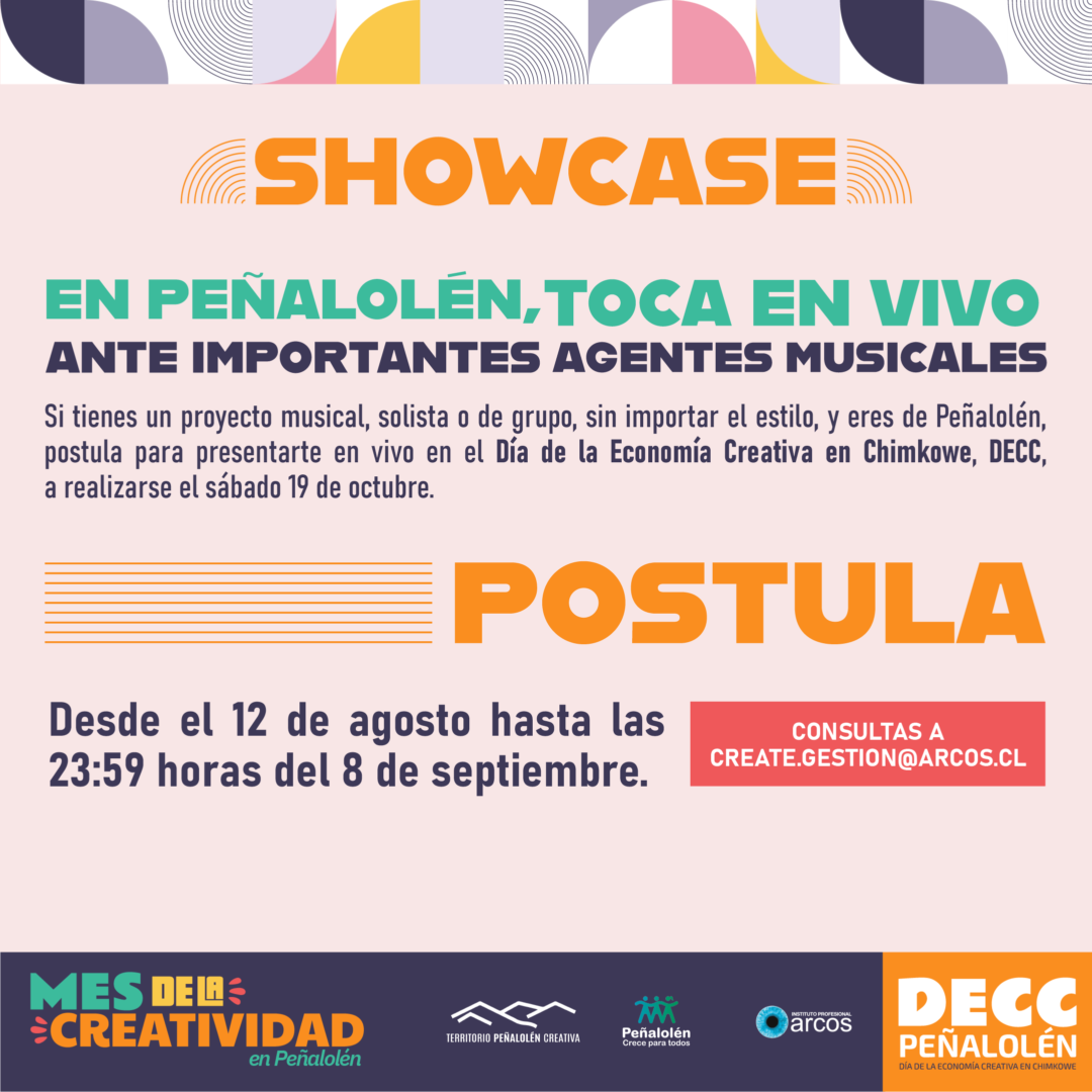 Afiche Showcase peñalolén para banda locales, convocatoria entre ARCOS y la Municipalidad