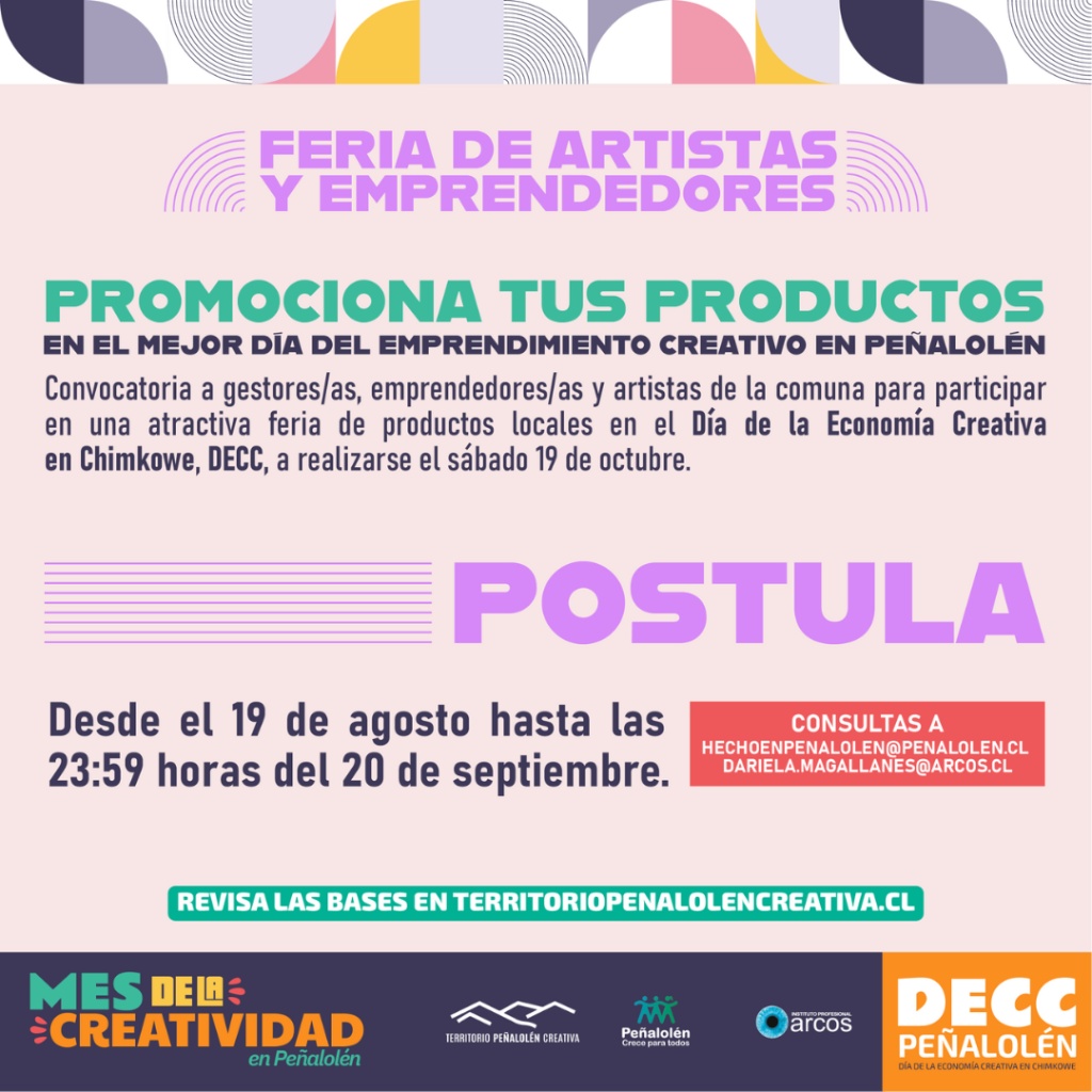 Afiche Feria de artistas y emprendedores en Peñalolén