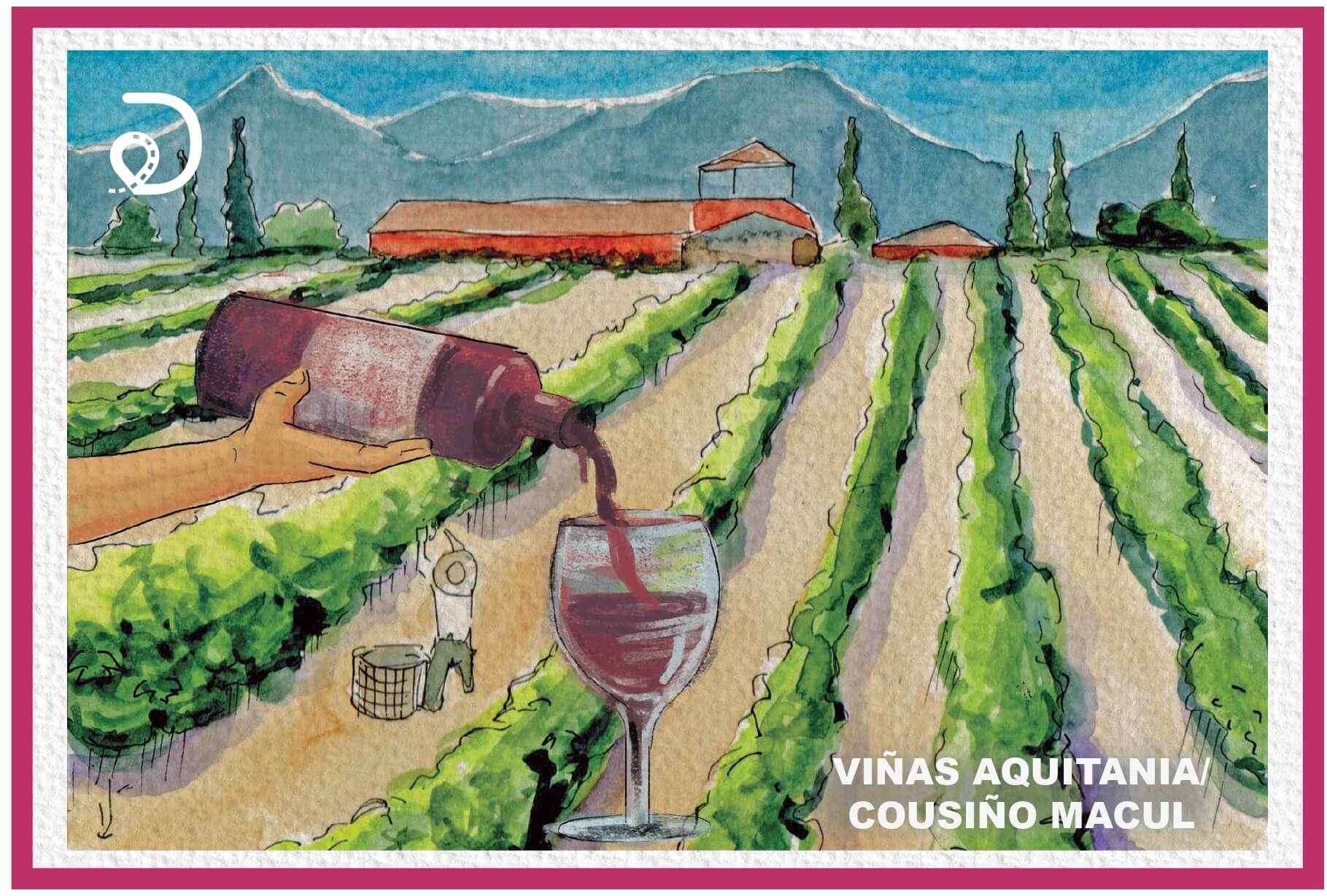 Postal de Peñalolén Turismo Creativo, Viñas Aquitania / Cousiño Macul.