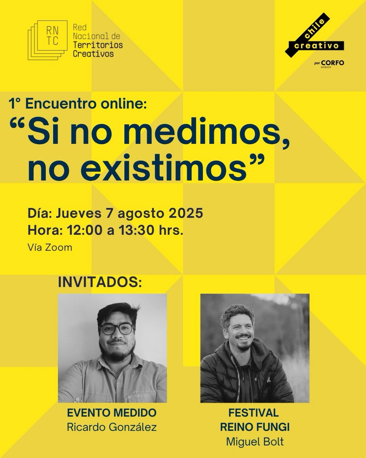 Invitación a primer encuentro online "Si no medimos, no existimos" de la Red Nacional de Territorios Creativos, invita ARCOS.