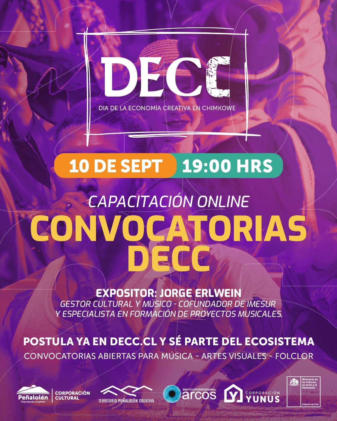 Capacitación online para convocatorias DECC 2025, 10 de septiembre a las 19:00 horas.