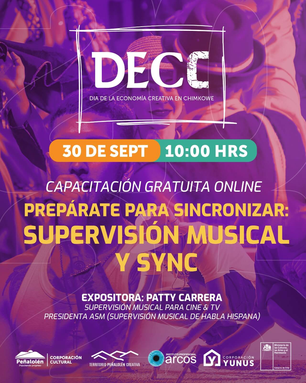 Charla Online "Prepárate para sincronizar supervisión musical y SYNC" parte de las actividades de DECC 2025.