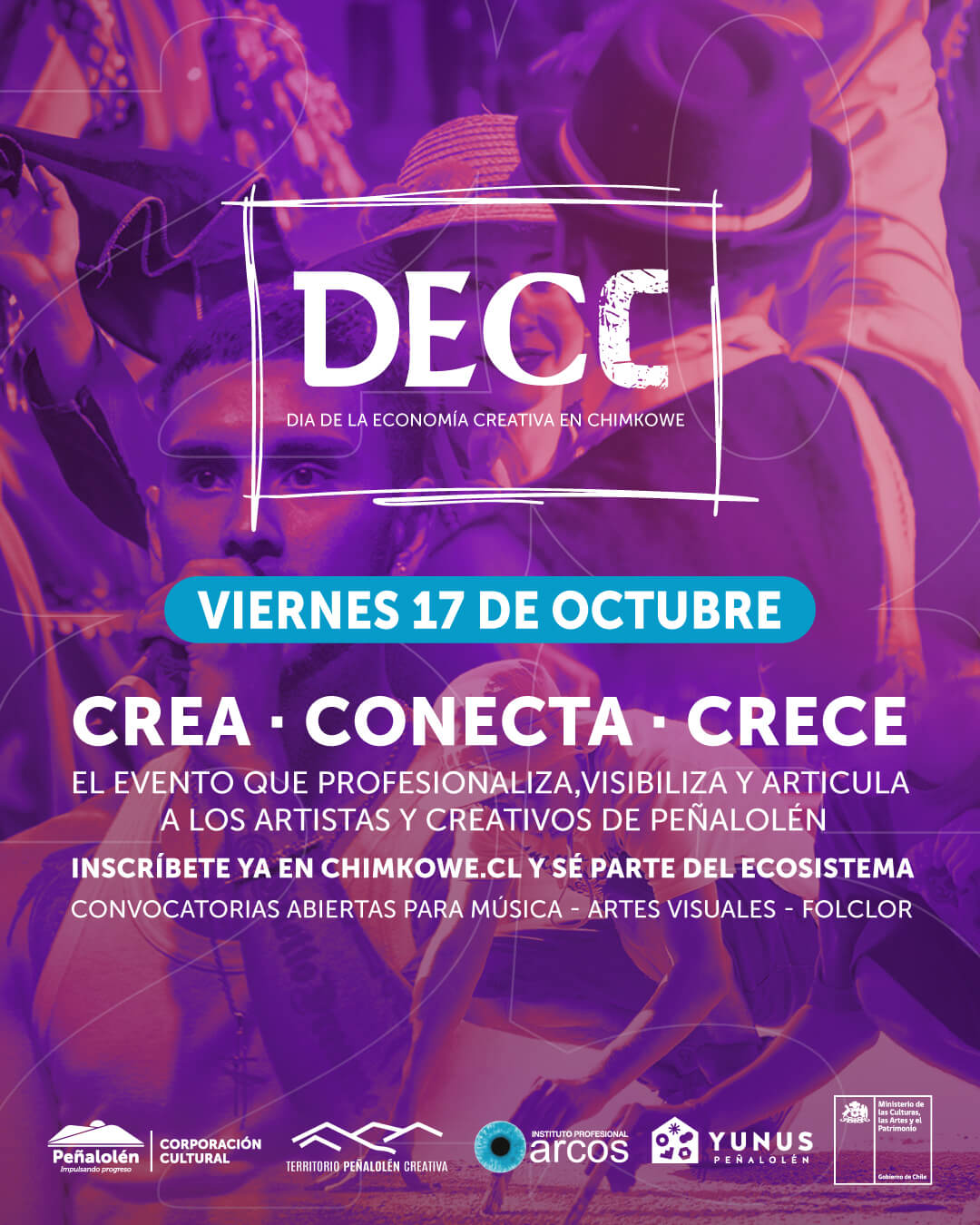 Gráfica de invitación a DECC 2025, Territorio Peñalolén Creativa.