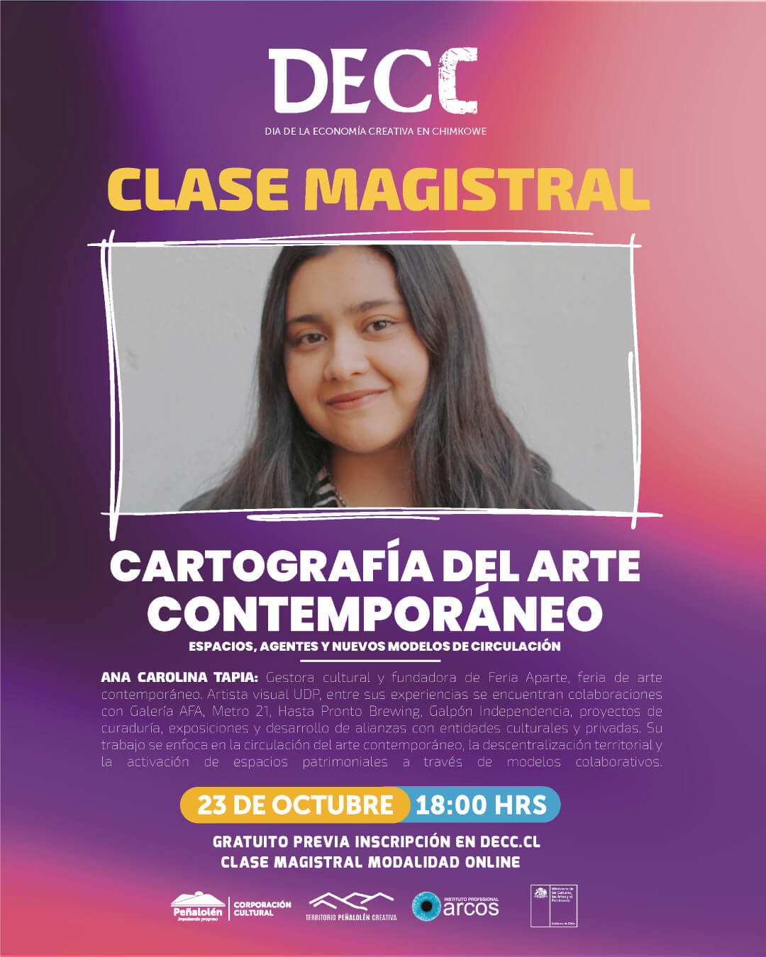 Clase Magistral "Cartografía del arte contemporáneo", a cargo de Ana Carolina Tapia en DECC, Día de la Economía Creativa en Chimkowe, 2025