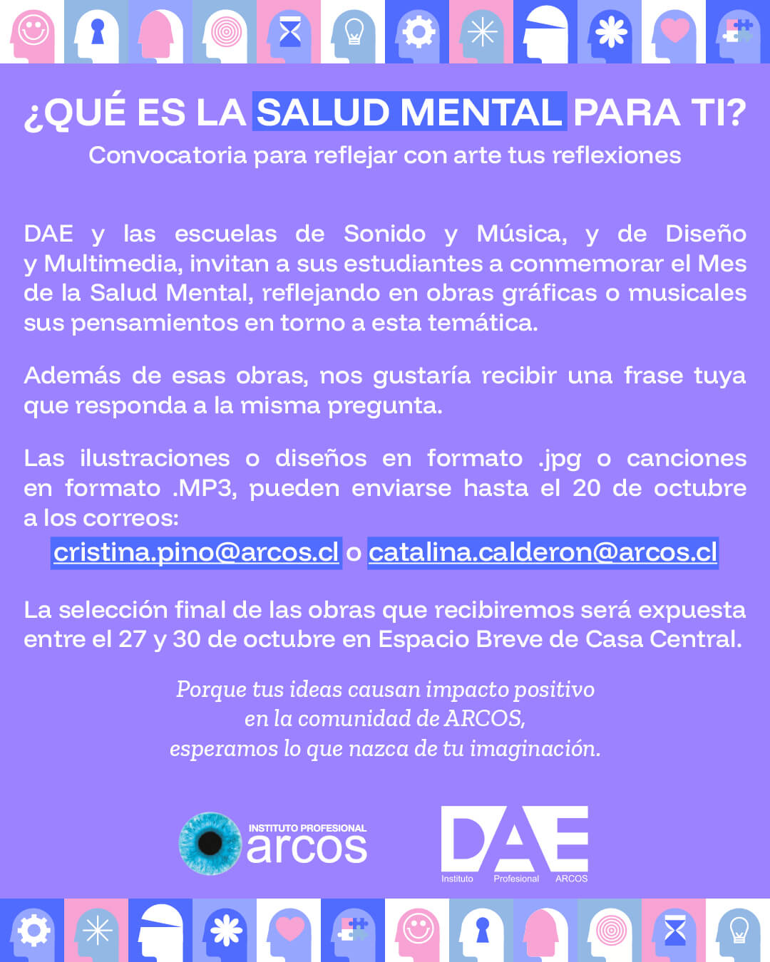 Convocatoria "¿Qué es la Salud Mental para ti?" organizado por DAE ARCOS.